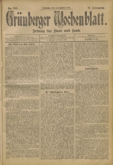 Grünberger Wochenblatt: Zeitung für Stadt und Land, No. 113. (19. September 1901)