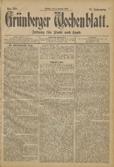 Grünberger Wochenblatt: Zeitung für Stadt und Land, No. 118. (1. October 1901)