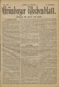 Grünberger Wochenblatt: Zeitung für Stadt und Land, No. 119. (3. October 1901)