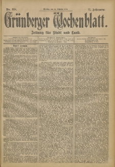 Grünberger Wochenblatt: Zeitung für Stadt und Land, No. 124. (15. October 1901)