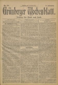 Grünberger Wochenblatt: Zeitung für Stadt und Land, No. 128. (24. October 1901)