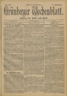 Grünberger Wochenblatt: Zeitung für Stadt und Land, No. 133. (5. November 1901)