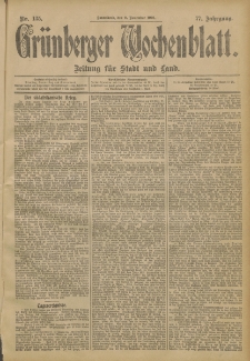 Grünberger Wochenblatt: Zeitung für Stadt und Land, No. 135. (9. November 1901)
