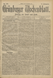 Grünberger Wochenblatt: Zeitung für Stadt und Land, No. 140. (22. November 1901)