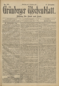 Grünberger Wochenblatt: Zeitung für Stadt und Land, No. 143. (28. November 1901)