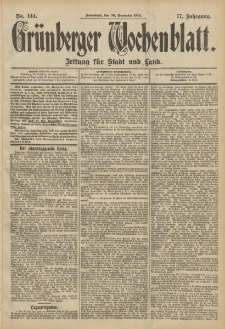 Grünberger Wochenblatt: Zeitung für Stadt und Land, No. 144. (30. November 1901)