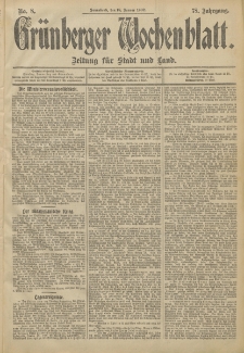Grünberger Wochenblatt: Zeitung für Stadt und Land, No. 8. (18. Januar 1902)