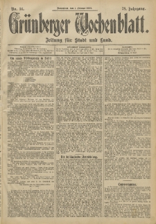 Grünberger Wochenblatt: Zeitung für Stadt und Land, No. 14. (1. Februar 1902)