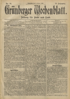 Grünberger Wochenblatt: Zeitung für Stadt und Land, No. 16. (6. Februar 1902)