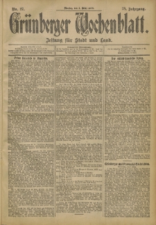 Grünberger Wochenblatt: Zeitung für Stadt und Land, No. 27. (4. März 1902)