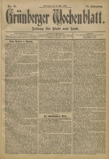 Grünberger Wochenblatt: Zeitung für Stadt und Land, No. 31. (13. März 1902)