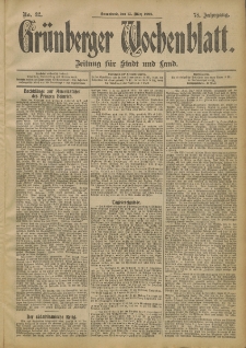 Grünberger Wochenblatt: Zeitung für Stadt und Land, No. 32. (15. März 1902)