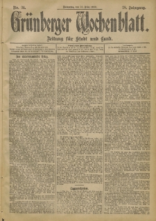 Grünberger Wochenblatt: Zeitung für Stadt und Land, No. 34. (20. März 1902)