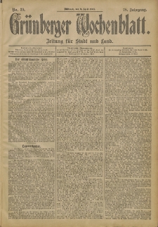 Grünberger Wochenblatt: Zeitung für Stadt und Land, No. 39. (2. April 1902)