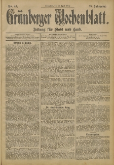 Grünberger Wochenblatt: Zeitung für Stadt und Land, No. 44. (12. April 1902)