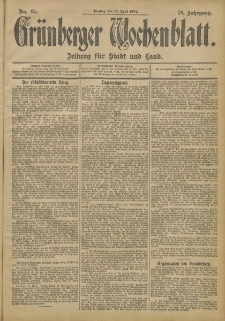 Grünberger Wochenblatt: Zeitung für Stadt und Land, No. 45. (15. April 1902)
