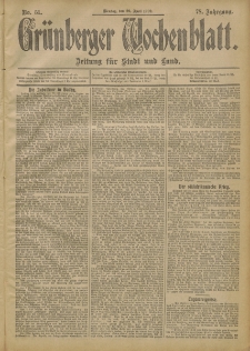 Grünberger Wochenblatt: Zeitung für Stadt und Land, No. 51. (29. April 1902)