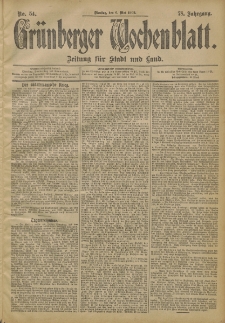 Grünberger Wochenblatt: Zeitung für Stadt und Land, No. 54. (6. Mai 1902)