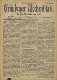 Grünberger Wochenblatt: Zeitung für Stadt und Land, No. 56. (10. Mai 1902)