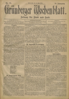 Grünberger Wochenblatt: Zeitung für Stadt und Land, No. 59. (17. Mai 1902)