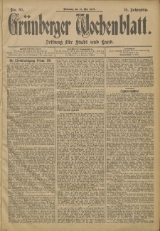 Grünberger Wochenblatt: Zeitung für Stadt und Land, No. 60. (21. Mai 1902)