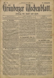 Grünberger Wochenblatt: Zeitung für Stadt und Land, No. 61. (22. Mai 1902)