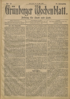 Grünberger Wochenblatt: Zeitung für Stadt und Land, No. 62. (24. Mai 1902)