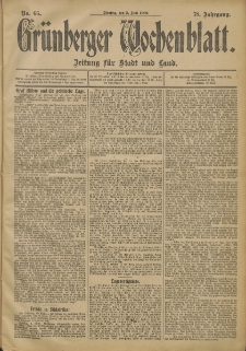 Grünberger Wochenblatt: Zeitung für Stadt und Land, No. 66. (3. Juni 1902)