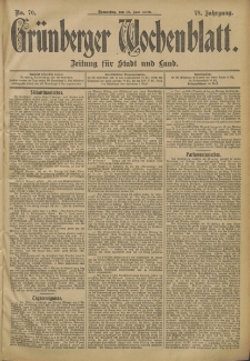 Grünberger Wochenblatt: Zeitung für Stadt und Land, No. 70. (12. Juni 1902)