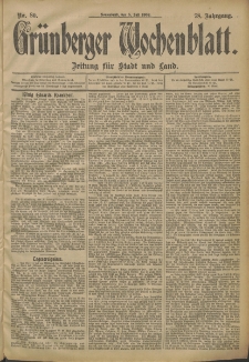 Grünberger Wochenblatt: Zeitung für Stadt und Land, No. 80. (5. Juli 1902)