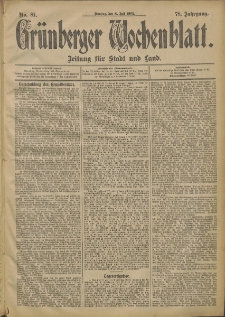 Grünberger Wochenblatt: Zeitung für Stadt und Land, No. 81. (8. Juli 1902)