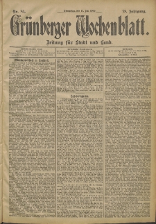 Grünberger Wochenblatt: Zeitung für Stadt und Land, No. 85. (17. Juli 1902)