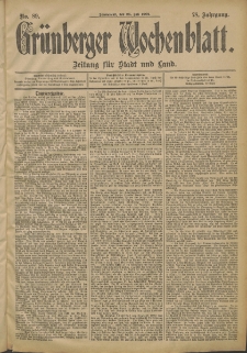 Grünberger Wochenblatt: Zeitung für Stadt und Land, No. 89. (26. Juli 1902)