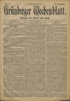 Grünberger Wochenblatt: Zeitung für Stadt und Land, No. 90. (29. Juli 1902)