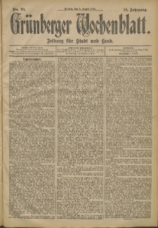 Grünberger Wochenblatt: Zeitung für Stadt und Land, No. 93. (5. August 1902)
