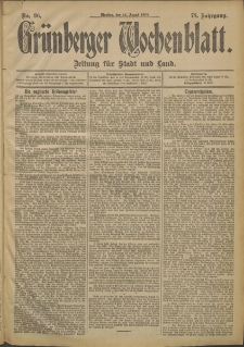 Grünberger Wochenblatt: Zeitung für Stadt und Land, No. 96. (12. August 1902)