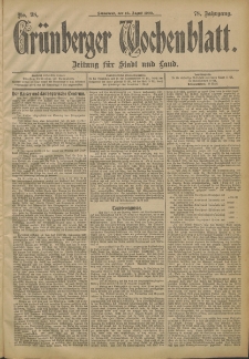 Grünberger Wochenblatt: Zeitung für Stadt und Land, No. 98. (16. August 1902)
