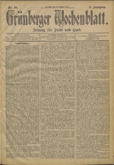 Grünberger Wochenblatt: Zeitung für Stadt und Land, No. 99. (19. August 1902)