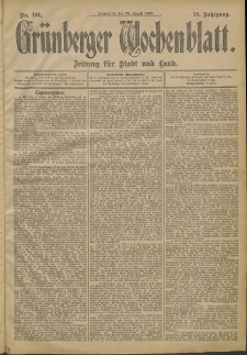 Grünberger Wochenblatt: Zeitung für Stadt und Land, No. 101. (23. August 1902)