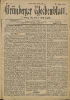 Grünberger Wochenblatt: Zeitung für Stadt und Land, No. 102. (26. August 1902)