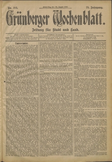 Grünberger Wochenblatt: Zeitung für Stadt und Land, No. 103. (28. August 1902)