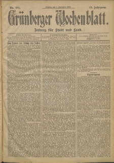 Grünberger Wochenblatt: Zeitung für Stadt und Land, No. 105. (2. September 1902)