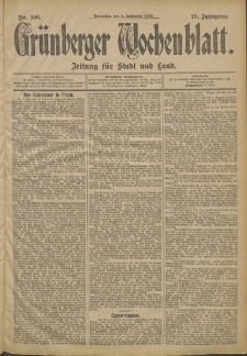 Grünberger Wochenblatt: Zeitung für Stadt und Land, No. 106. (4. September 1902)