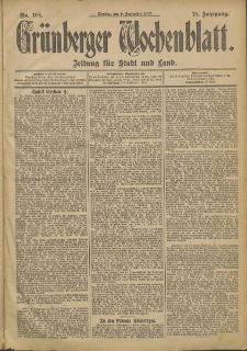 Grünberger Wochenblatt: Zeitung für Stadt und Land, No. 108. (9. September 1902)