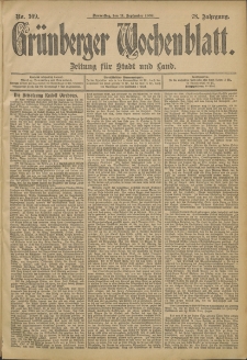 Grünberger Wochenblatt: Zeitung für Stadt und Land, No. 109. (11. September 1902)