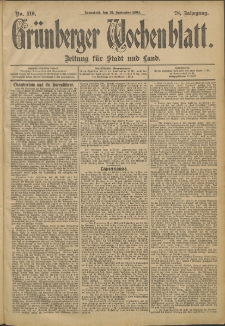 Grünberger Wochenblatt: Zeitung für Stadt und Land, No. 110. (13. September 1902)