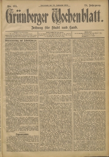 Grünberger Wochenblatt: Zeitung für Stadt und Land, No. 113. (20. September 1902)