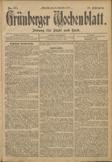 Grünberger Wochenblatt: Zeitung für Stadt und Land, No. 115. (25. September 1902)