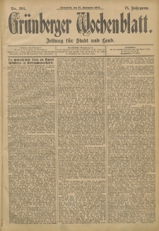 Grünberger Wochenblatt: Zeitung für Stadt und Land, No. 116. (27. September 1902)