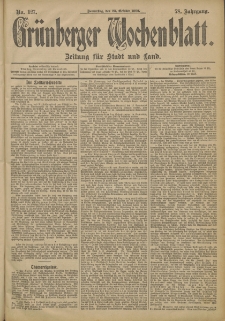 Grünberger Wochenblatt: Zeitung für Stadt und Land, No. 127 (23. October 1902)